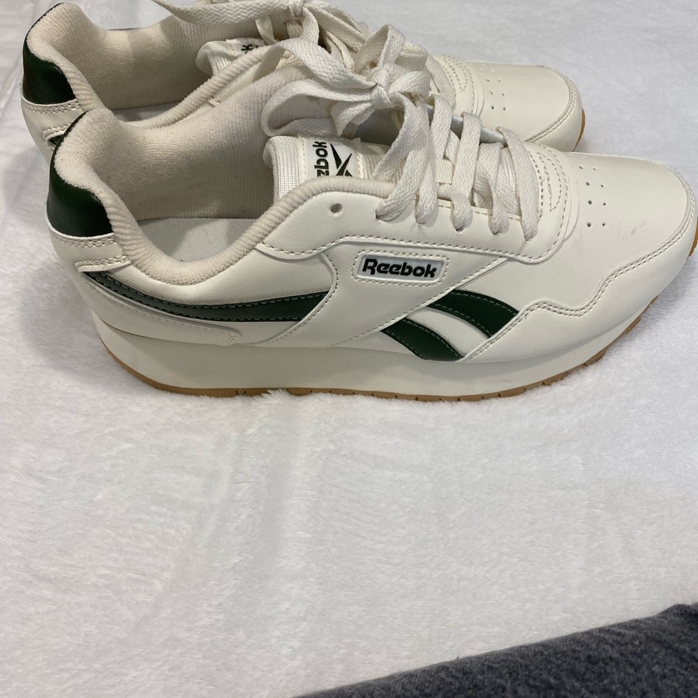 Reebok White and Green Athletic Shoes